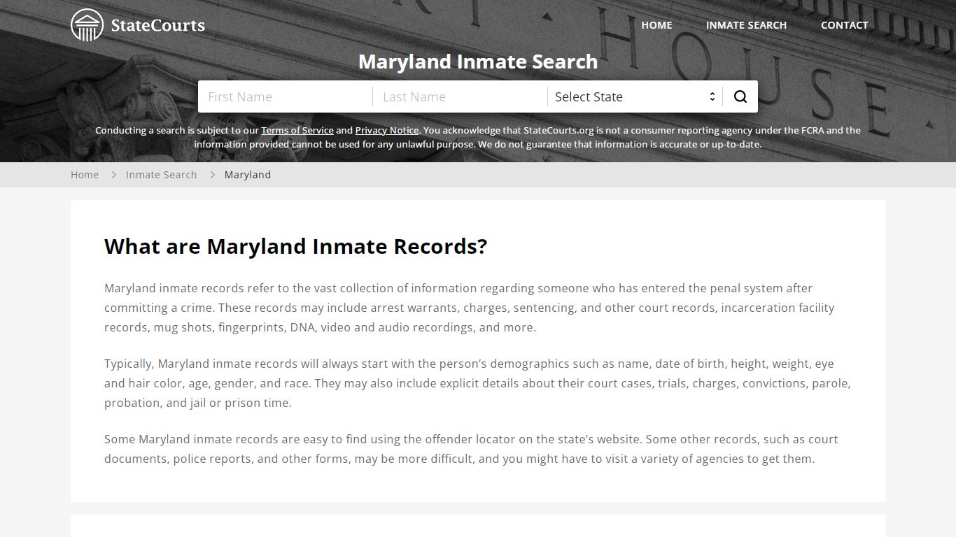 Maryland Inmate Search, Prison and Jail Information ...