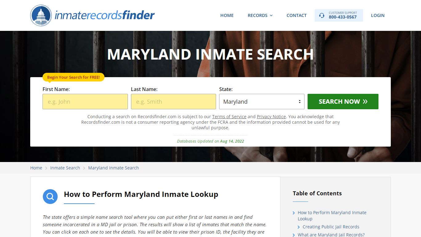 Maryland Inmate Search - Jail & Prison Records Online