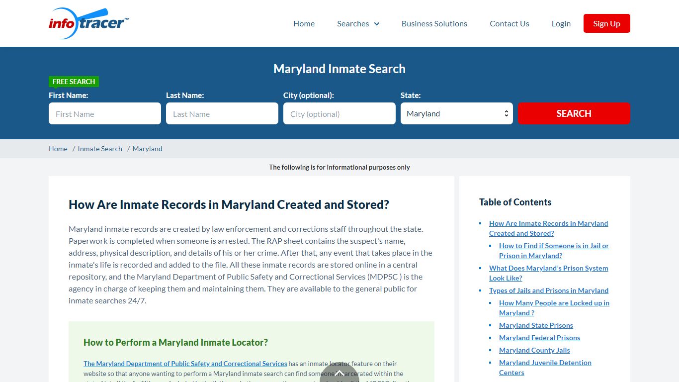 Maryland Inmate Search & Inmate Locator MD - InfoTracer